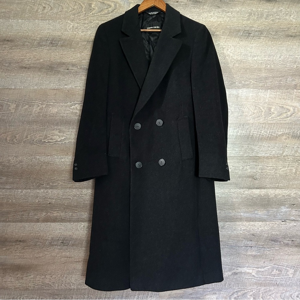 VTG  1980s Pierre Cardin Paris New York   Men’s 100% Pure Wool Black Coat Sz 42L